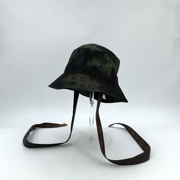 Louis Vuitton Dark Green Monogram All-Over Print Casual Camouflage Ribbon Fisher - Picture 1 of 8